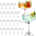 Plastic Martini Glasses 10oz, Detachable Ribbed Coupe Glasses with Gold Rim, Disposable & Reusable Unbreakable BPA-free Vintage Cocktail Cups, Champagne Coupe for Party Wedding (Clear, 24pcs)