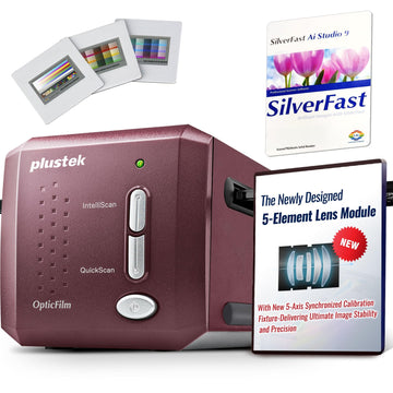 Plustek OpticFilm 9000i Ai Film Scanner – 3rd Gen System 5-Axis Alignment | 3rd Gen Len System +5-Axis Precision Alignment, Bundle SilverFast Ai Studio 9 + Advanced IT8 Target – 2026 Flagship Model
