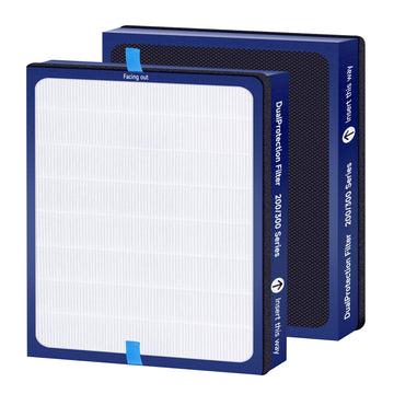 2 Packs Classic 200 300 Series DualProtection Replacement Filter Compatible with Blueair Classic 200/300 Series Air Cleaner Purifier Models 201, 203, 205, 215B, 250E, 270E, 303