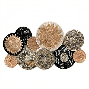 ChumDecor Woven Basket Wall Decor Set of 10, Decorative Wall Plates