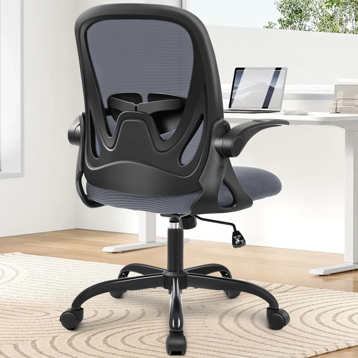 Primy Office Chair Ergonomic Desk Chair with Adjustable Lumbar Support and Height, Swivel Breathable Desk Mesh Computer Chair with Flip Up