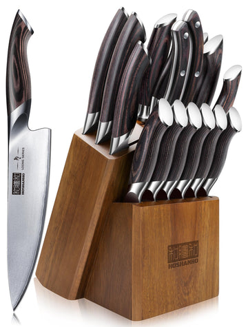 HOSHANHO 16PCS Knife Set, Ultra Sharp Japanese Kitchen Knife Set with Block