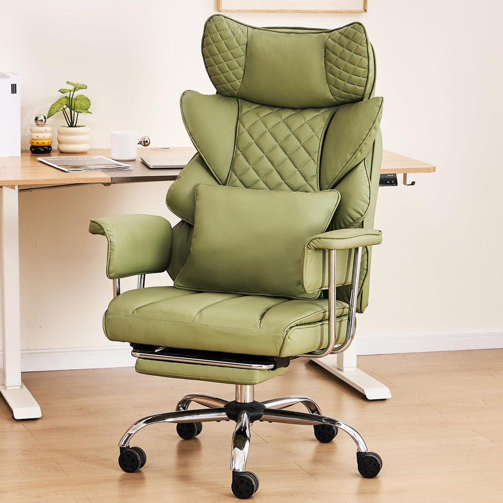 Dyhome 500 Lbs Kneading Massage Office Chair with Foot Rest Reclining Green