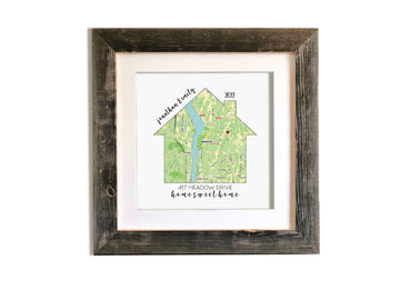 Realtor Closing Gift- Personalized Map in the shape of a House, Custom house Map of New Home, Home Sweet Home Gifts, Our First Home Gift