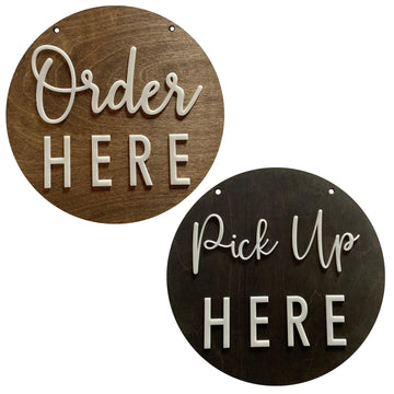 Order Here Pick Up Window Wood & Acrylic Hanging BUSINESS Sign COFFEE SHOP Restaurant Bakery Ice Cream Stand Decor Pick Up Kiosk Retail