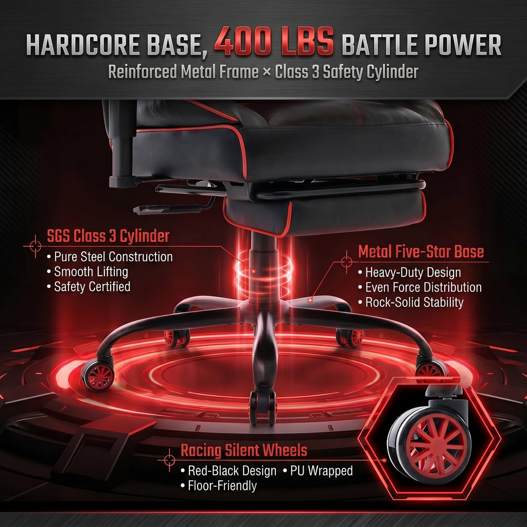 Atmild Big and Tall Gaming Office Chair 400lbs - Heavy Duty Ergonomic Computer Desk Chair with Footrest, Adjustable Armrests, High Back Pu