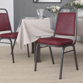 Emma + Oliver Burgundy Vinyl Trapezoidal Back Stacking Banquet Chair, 17.5"W x 20.25"D x 36"H, Burgundy Vinyl/silver Vein Frame