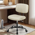 Dumos Armless Office Chair, Small Home Desk Chair, Lumbar Support, Compact, Beige