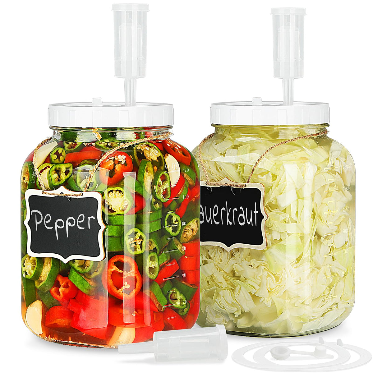 1 Gallon Large Fermentation Jars, 4.3" Wide Mouth Glass Jar, 2 Pack