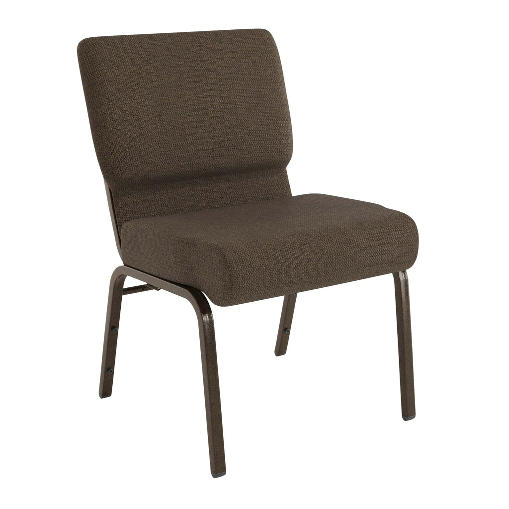 Flash Furniture 4 Pack Hercules Series 21''w Stacking Church Chair in Brown Fabric - Gold Vein Frame, Set of 4, Brown Fabric/gold Vein Frame