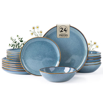 AmorArc Ceramic Dinnerware Sets for 8, 24Pcs Plates and Bowls Sets Dishes
