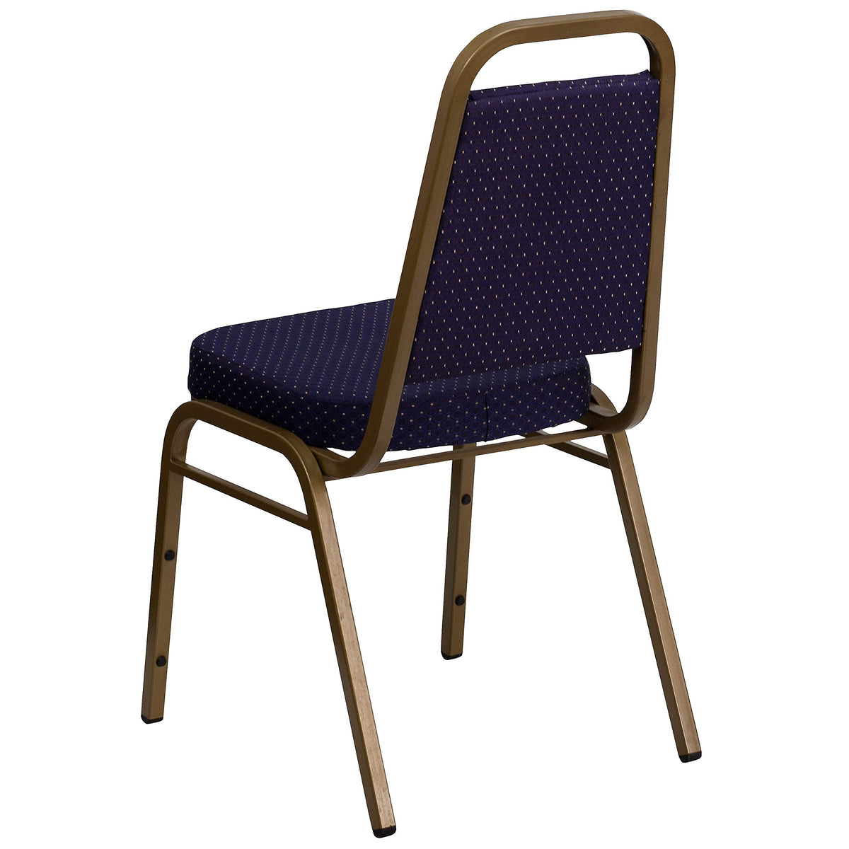 Flash Furniture Hercules Series Trapezoidal Back Stacking Banquet Chair in Navy Patterned Fabric - Gold Frame, Set of 1, Navy Patterned