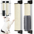 Cat Scratching Post Wall Mounted 2 Pack Cage Mount Cat Scratcher 2-in-1 Natural Sisal Kitty Scratch Posts with Self Groomer Massager for Scratch and Climbing 15.7x2.7in (White)