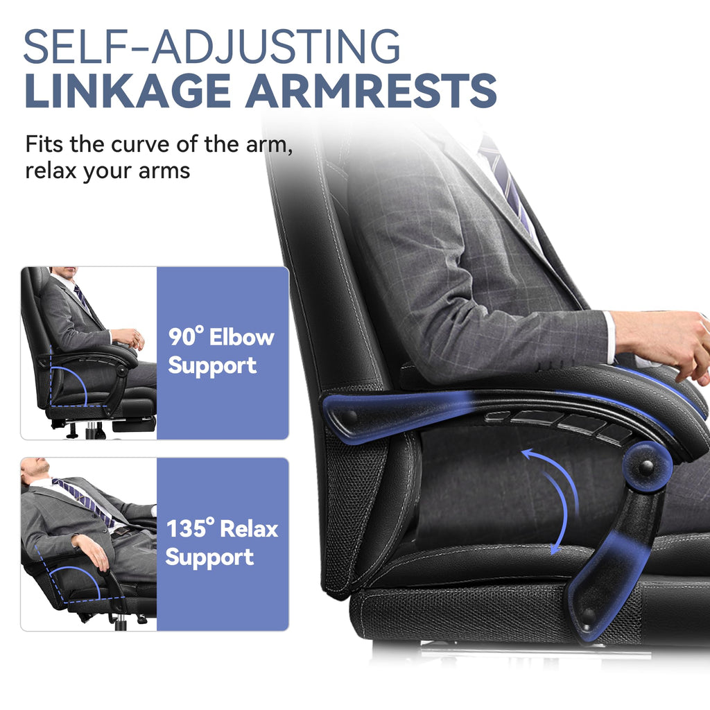 Office Chair, Big and Tall Office Desk Chair, Reclining Office Chair with Footrest Home Office Desk Chairs, High Back Ergonomic with Lumbar