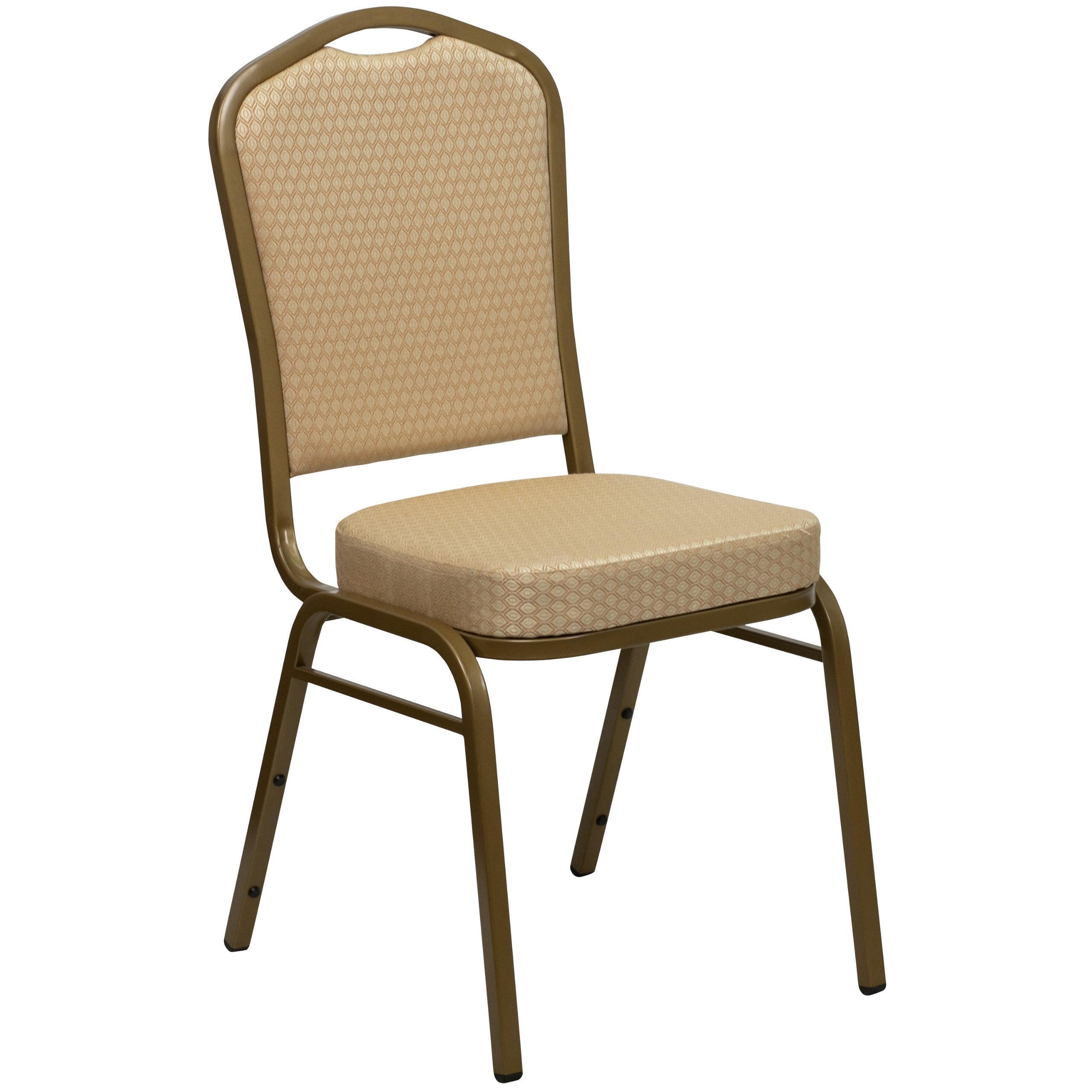Flash Furniture Hercules Series Crown Back Stacking Banquet Chair in Brown Fabric - Copper Vein Frame, Set of 1, Brown Fabric/copper Vein Frame