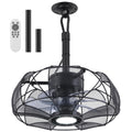 Black Caged Gazebo Fan with Dimmable LED Light, 15-Inches Portable Outdoor Ceiling Fan with Hanging Hook and Remote Smart App, Plug in Patio Fans for Outside Porch Yard Garage