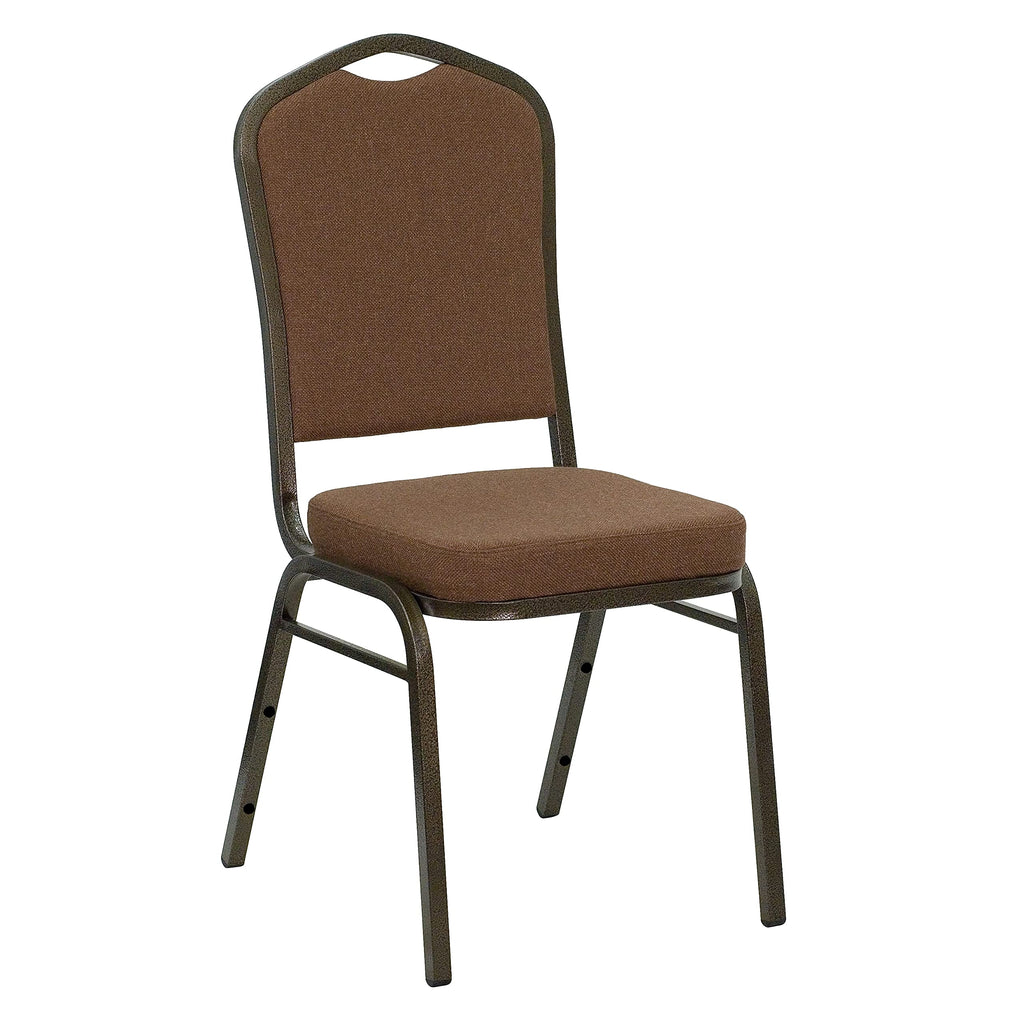 Flash Furniture Hercules Fabric Crown Back Stackable Banquet Chair, Coffee, Set of 1, Coffee Fabric/gold Vein Frame