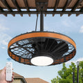 LEDIARY Outdoor Ceiling Fans with Lights, IP65 Waterproof Gazebo Fan with Hanging Hook,6 Speeds, 3CCT, 20 Inch Wet Rated Plug in Ceiling Fan for Patios,Porch, Pergola,Canopy, Brown