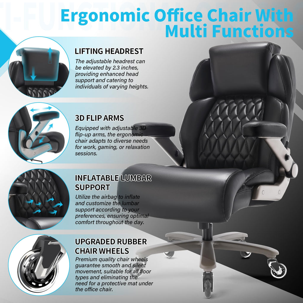 Big and Tall Office Chair 700lbs, Ergonomic High Back Computer Desk Chair, Large, Black