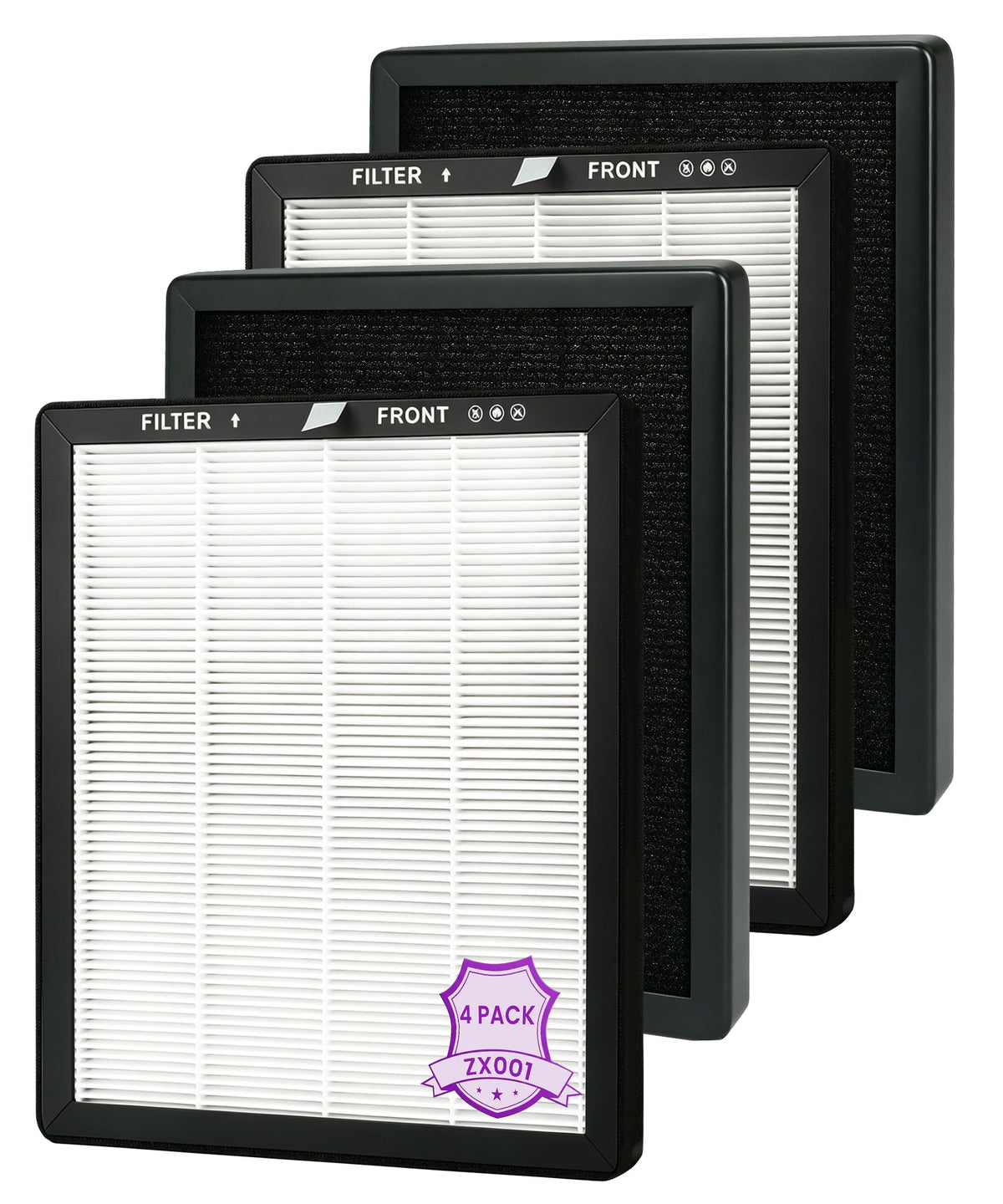 ZX001 Replacement Filter High Filtration & Activated Carbon,4Pack | Compatible with AnEgoe & PAKEOI ZX001 Air Purifier, For Home, Bedroom, Pet and Dust