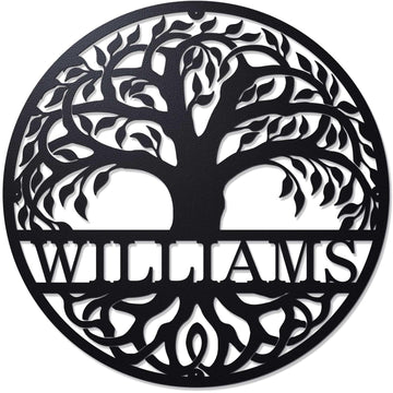 Established Family Tree Name Sign, Personalized Metal Signs Tree of Life Wall Art Decor, Customized Family Names