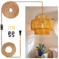 Hanging Light Ceiling Lamp Pendant Lights Rattan Hanging Lamp with Plug in Cord for Living Room Bedroom Kitchen Indoor Hanging Lamp Plug in Woven Lampshade
