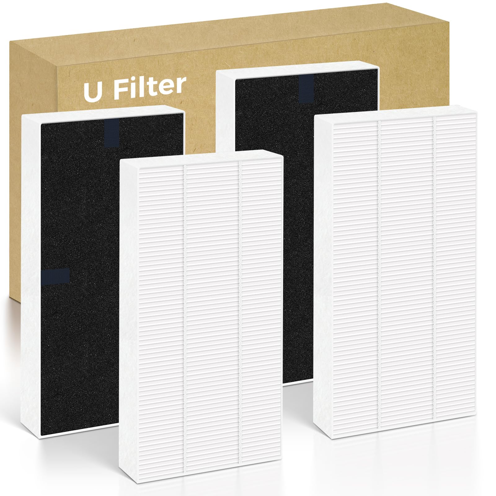 4 PACK U Filter Replacement Compatible with Honeywell HHT270, HHT290 and Compatible with Febreze FRF102B, True HEPA High-Efficiency Activated Carbon Filter for Home Large Room