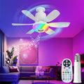 Socket Fan Light with Remote, Ceiling Fan with Bluetooth Speaker, RGB Lights, 3 Color Lights, 3 Fan Speeds, Socket Extender, Small Ceiling Fans with Lights for Bedroom?Living Room , E27 Base, White