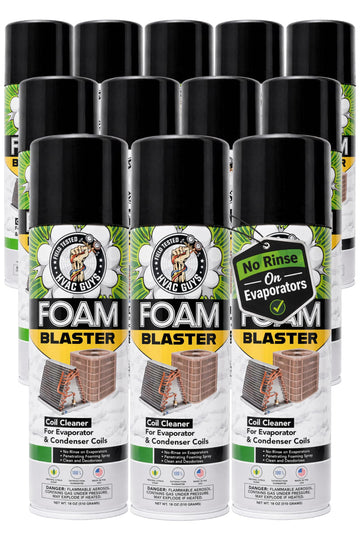 Leak Saver Foam Blaster AC Coil Cleaner Foam Spray | HVAC Coil Cleaner for AC Unit | Professional Deep-Penetrating Formula for Evaporator (No Rinse) & Condenser (Light Rinse) - 12 Pack