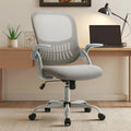Sweetcrispy Home Office Chair, Mesh Office Chair, Lumbar Support, Grey, 18.5"D&Flip-up Arms-Plus
