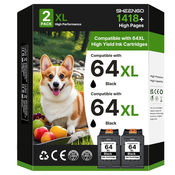 64XL Black Ink Cartridge Replacement for HP Ink 64 for HP 64XL Black Ink Cartridge Printer Ink 64 Work for Envy Photo 7855 7858 7155 7158 6255 6258 Inspire 7200e 7900e 7955e Tango X Terra (2 Pack)