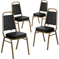 Flash Furniture Hercules Vinyl Banquet Chair, Black, 4-pack, Set of 4, Black Vinyl/gold Frame