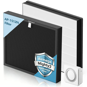 Airmega Mighty2 Filter Replacement for Coway Airmega Mighty2 AP-1512N (W/BG) Air Purifier, AP-1512N-FP, 2-in-1 HEPA + Activated Carbon Filter, for Large Room Home Air Clean, 2 Pack