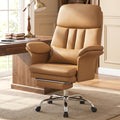 Executive Leather Office Chair with Footrest - High Back Ergonomic Desk Chair, Comfortable Lumbar Support, Soft Armrests, Adjustable Height
