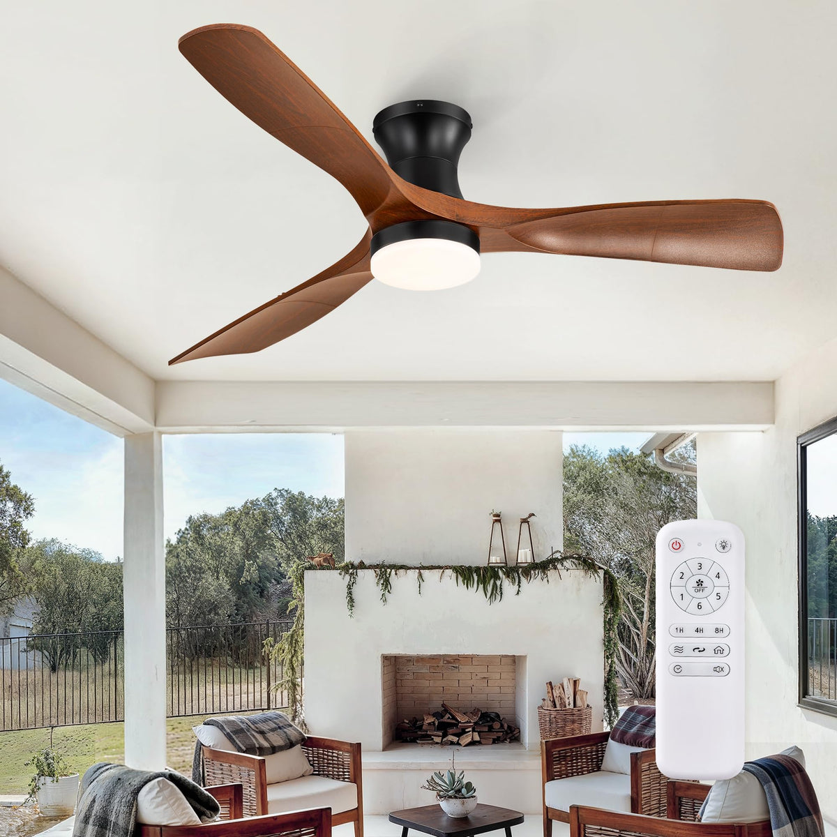 Fanbulous 52 Inch Ceiling Fans with Lights,Flush Mount Low Profile Ceiling Fan with Lights Remote Control, Timer, Quiet 35dB, 3CCT, Reversible,3 ABS Blade Ceiling Fans for Bedroom Indoor Patio
