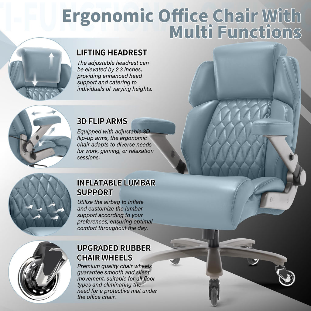 Big and Tall Office Chair 700lbs, Ergonomic High Back Computer Desk Chair, Large, Blue