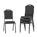 Flash Furniture Hercules Crown Back Stackable Banquet Chair, Black, 4-pack, Set of 4, Black Dot Patterned Fabric/black Frame