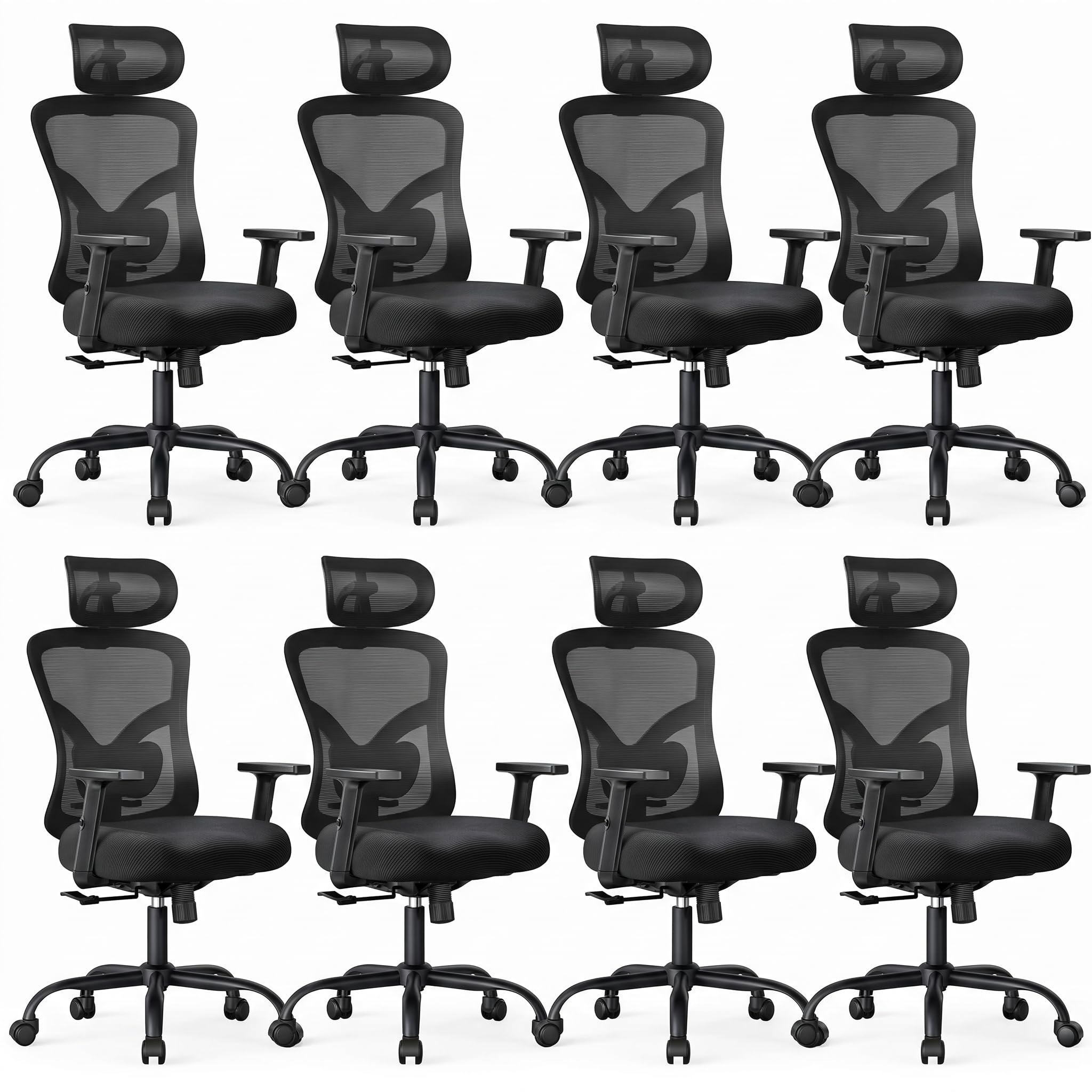 Noblewell Ergonomic Office Chair with Padded Lumbar Support, 2d Headrest, Adjustable Armrests, Upgraded Contoured Seat Cushion, 130° Rocking