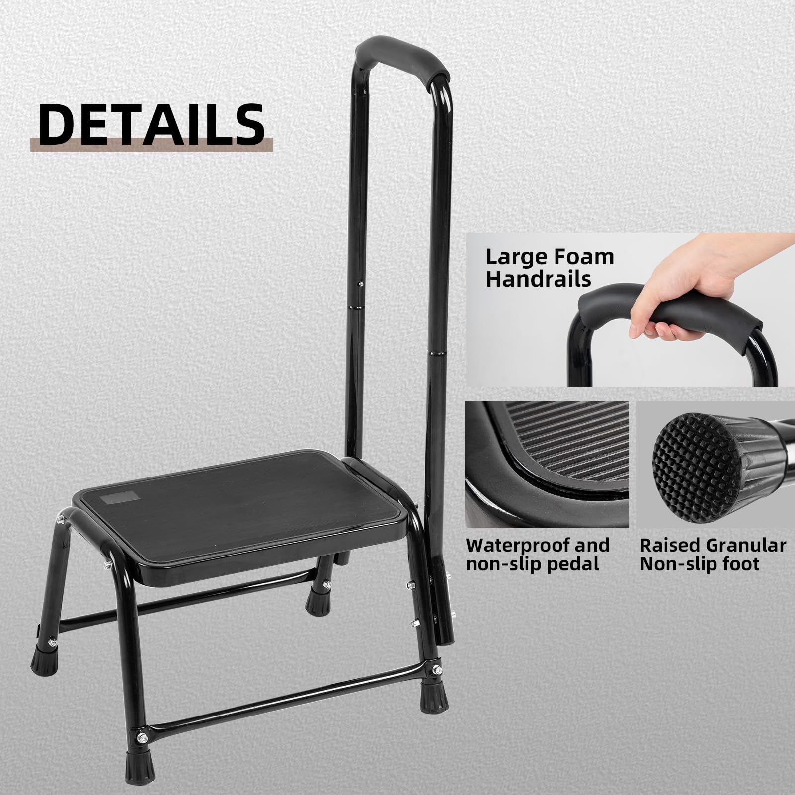 Leekpai Step Stool Metal Medical Foot Stool for Adutls,senior,easy to Assemble Heavy Duty Stepping Stool 350ibs…, Step Stool without handle