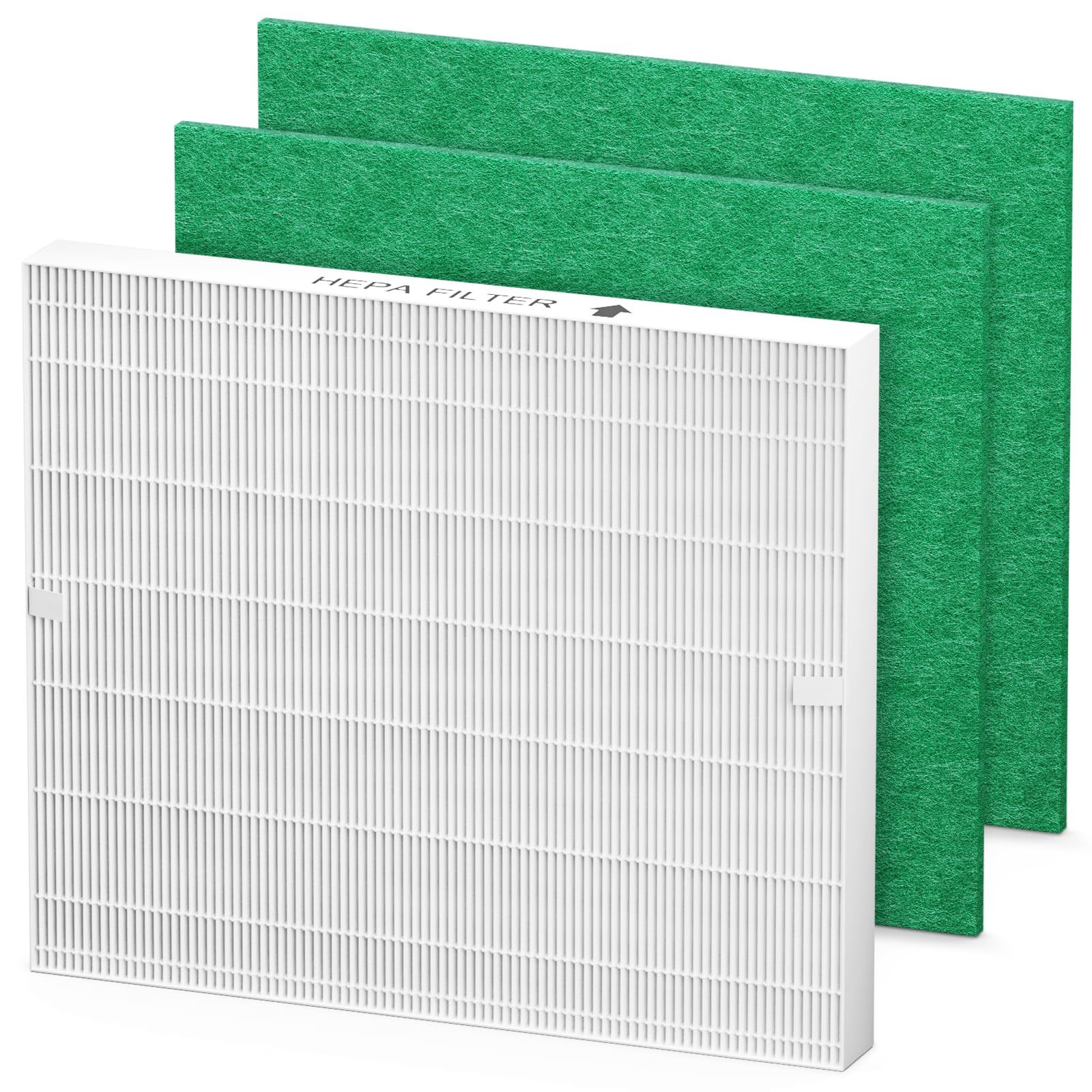 Fil-fresh 3-Pack Airmega AP-1512HH Pollen Filter Replacement Set for Coway Airmega AP-1512HH and Airmega 200M Air Purifiers, 2 Pollen Filters and 1 HEPA Filter, Light Green