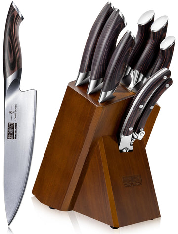 HOSHANHO 8PCS Kitchen Knife Set, Ultra Sharp Japanese Knife Sets with Block