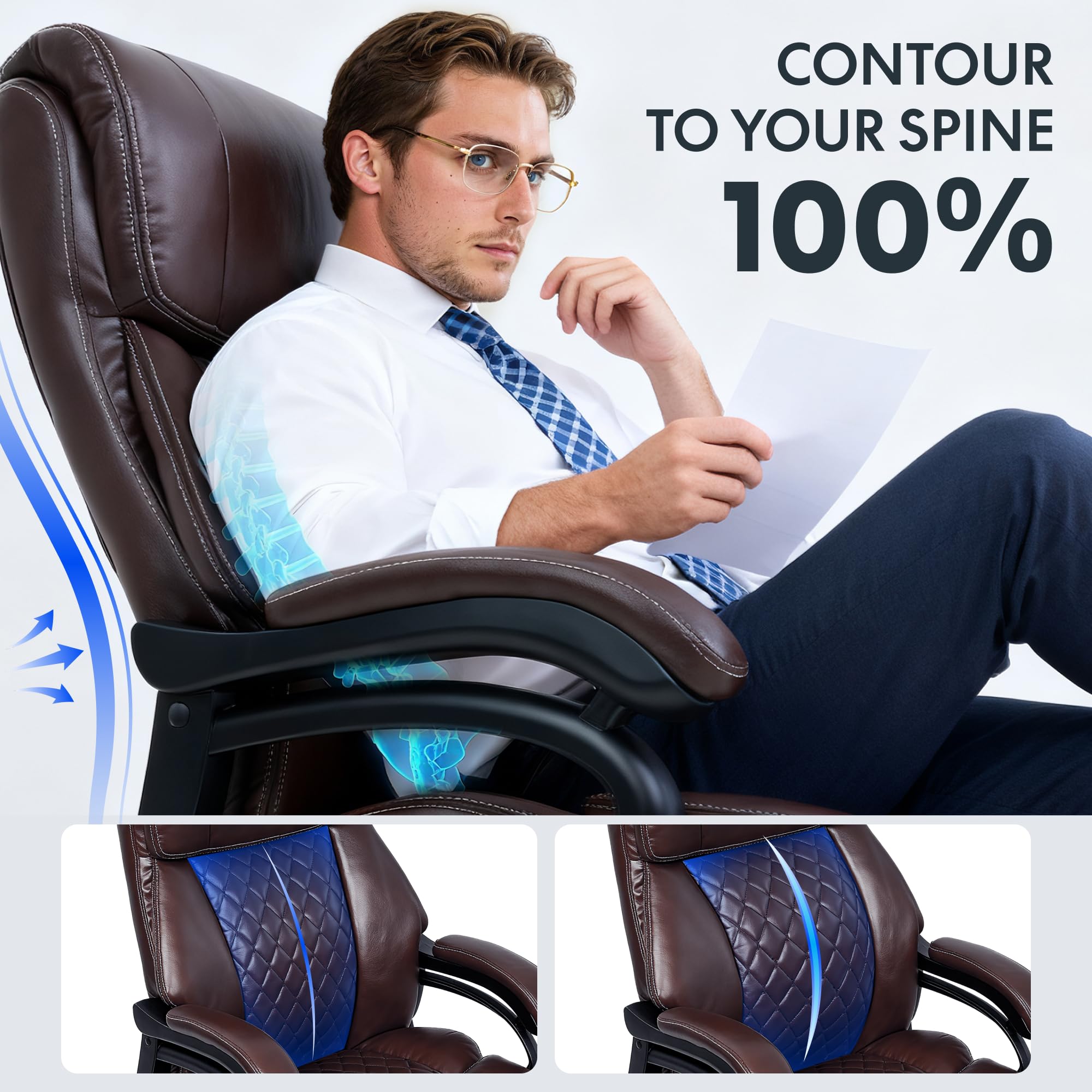 Flexispot 500lbs Big and Tall Office Chair for Heavy People, High Back Heavy Duty Computer Chair with Stable Armrest 1d Lumbar Support, Desk