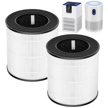 B-D02L Air Purifier Replacement Filter, Compatible with MOOKA and KOIOS B-D02L Air Purifiers, VEWIOR B-D02U Air Purifier, 3-in-1 HEPA Air Filter for B-D02L and B-D02U Air Purifiers, 2 Pack