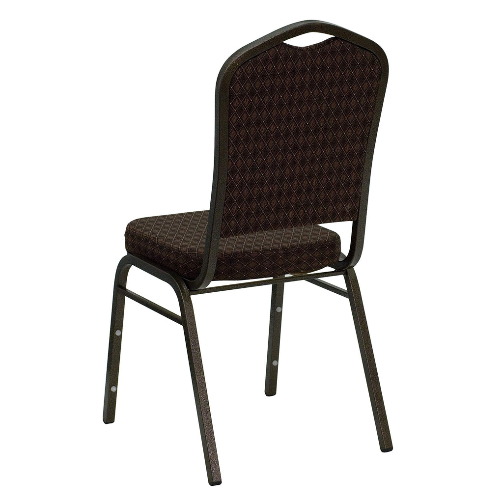Flash Furniture Hercules Crown Back Stackable Banquet Chair, Brown, 4-pack, Set of 4, Brown Patterned Fabric/gold Vein Frame