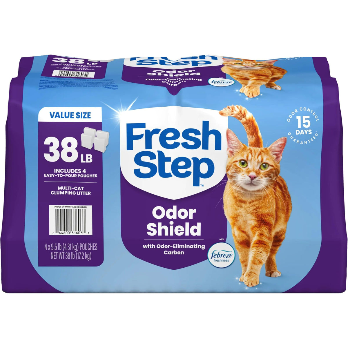 Fresh Step Clumping Cat Litter Multi-Cat Extra Strength Formula With Febreze Freshness, Multi Cat Litter With Ammonia Block Technology, 38 lbs. (4 x 9.5 lb. Bag)