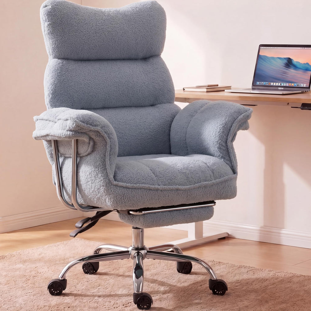 Dowinx Big and Tall Office Chair, Ergonomic Desk Chair with Thick Cushion, Wide Seat & Armrests Computer Gaming Chair,high Back Reclining Teddy