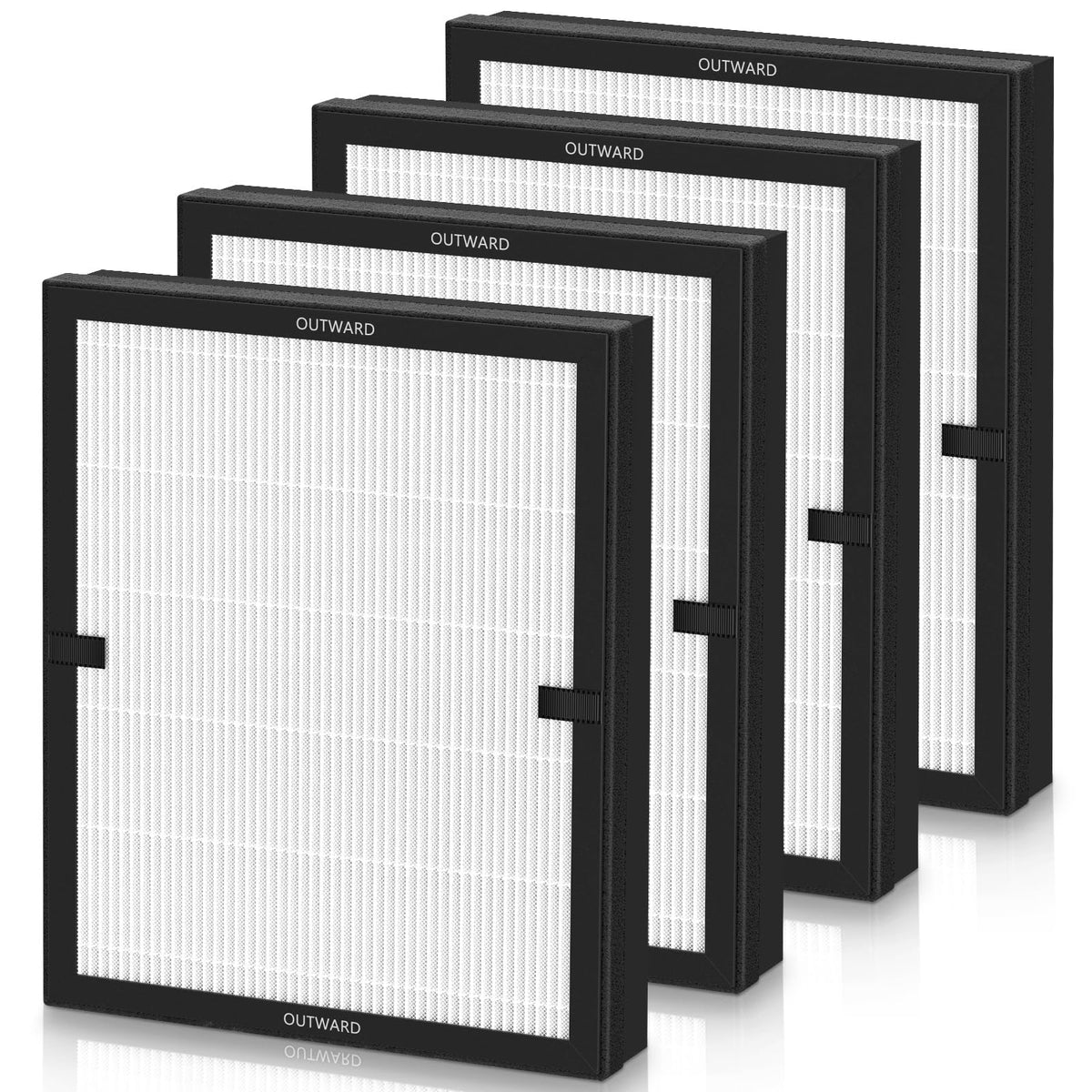 E-200 filter Replacement Compatible with LUNINO E-200 Air purifier for Home Large Room up to 1740sq.ft, 3-Stage Filtration with HEPA Air filter for Dust, Smoke, Dander, Pollen, 4 Pack