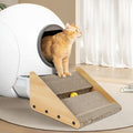 ROYALAY Litter Box Ramp for Elder Cats & Kittens, Corrugated Paper Cat Scratcher Post with a Ball, Suitable for Second Generation Automatic Litter Box