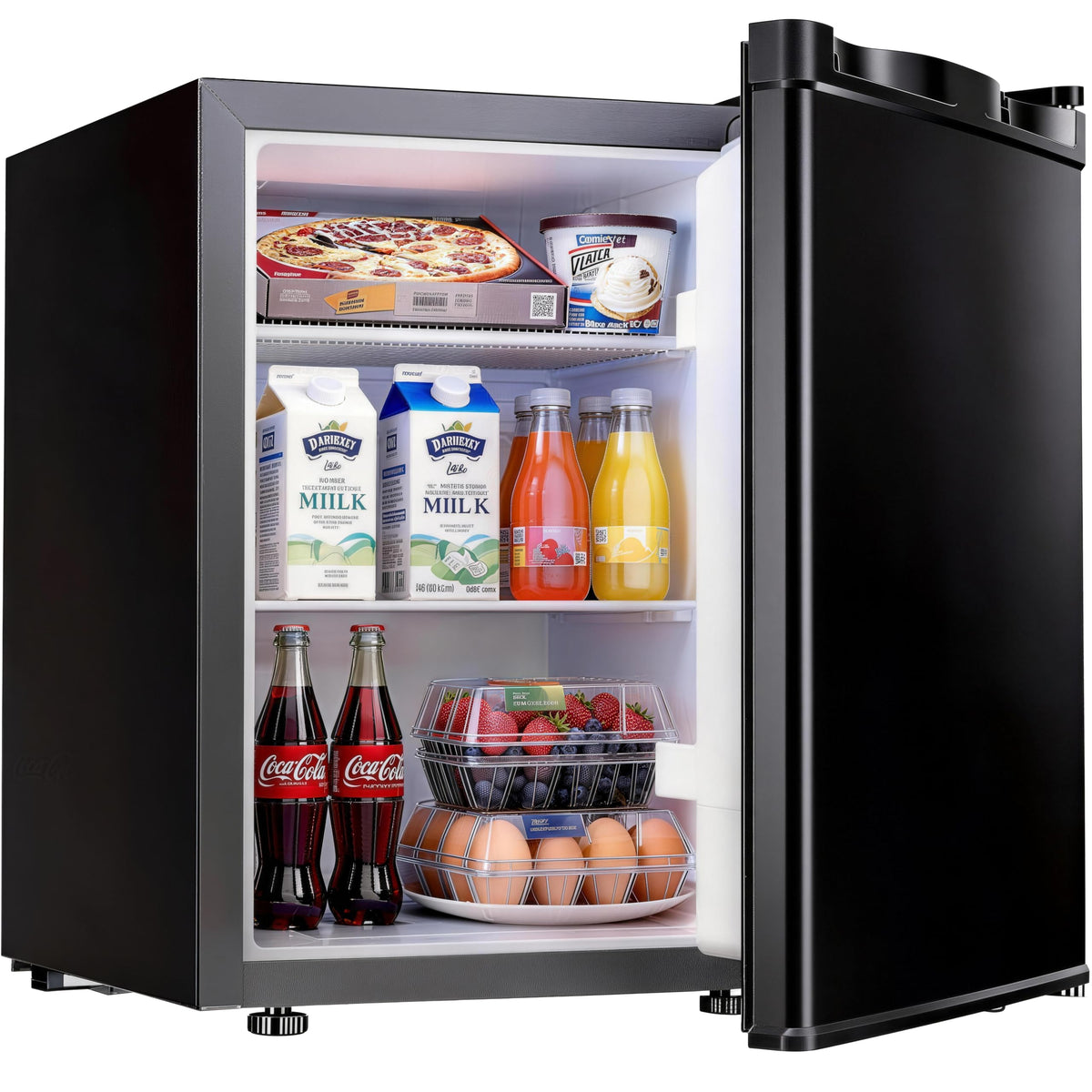 Feelfunn Mini Fridge with Freezer - 1.7 Cu.Ft Single Door Mini Refrigerator with Adjustable Thermostat, Energy Saving, Low Noise, Small Fridge for Bedroom, Office, Dorm, Apartment, Classroom - Black