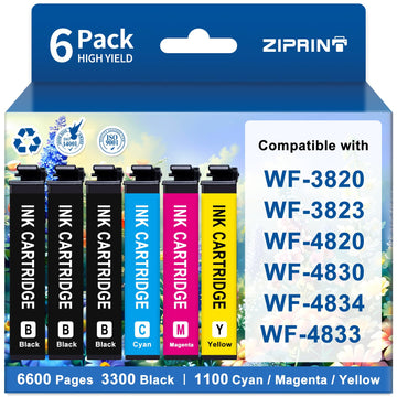 ZIPRINT Remanufactured Ink Cartridge Replacement for EPSON 822XL Ink Cartridges Combo Pack Compatible with 822 WF-4830 WF-3820 WF-3823 WF-4820 WF-4833 WF-4834 (6 Pack)